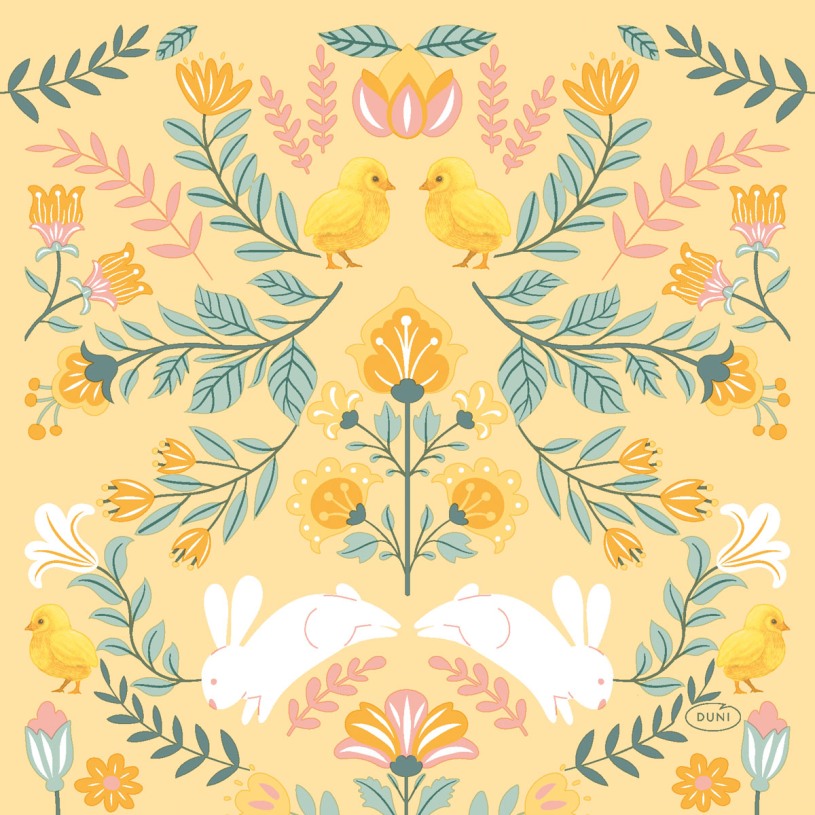 Duni 3-laags tissue Servetten Ornament Easter 33x33cm