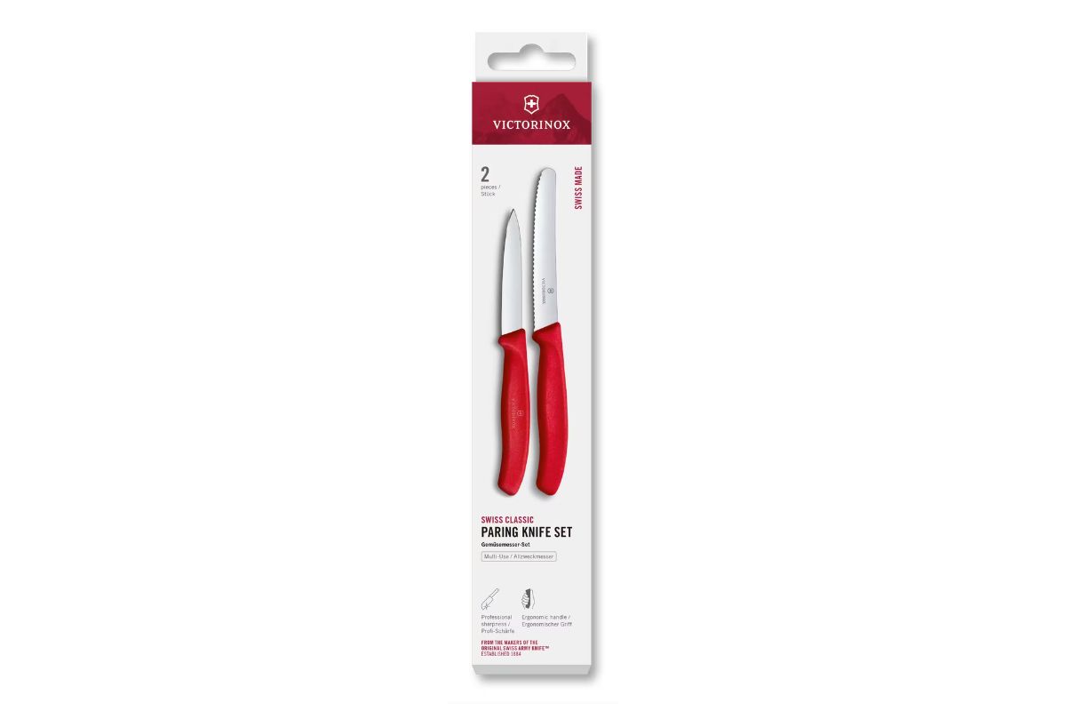 Victorinox Classic schilmes/tafelmes glad/kartel set - rood