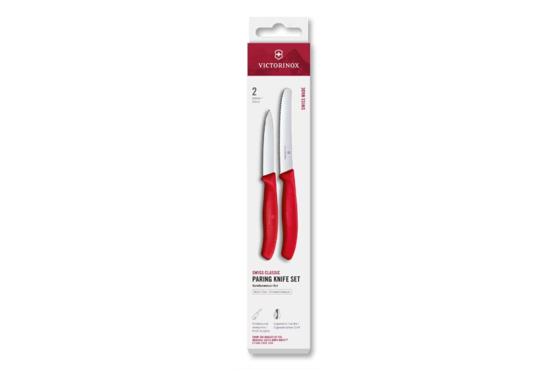 Victorinox Classic schilmes/tafelmes glad/kartel set - rood