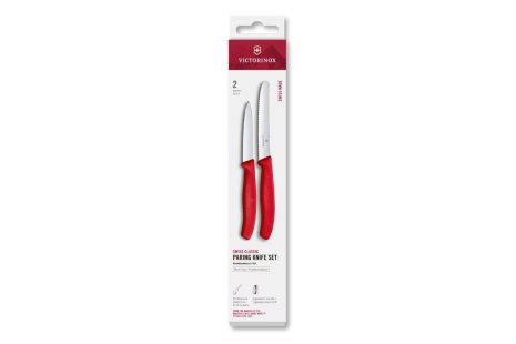 Victorinox Classic schilmes/tafelmes glad/kartel set - rood