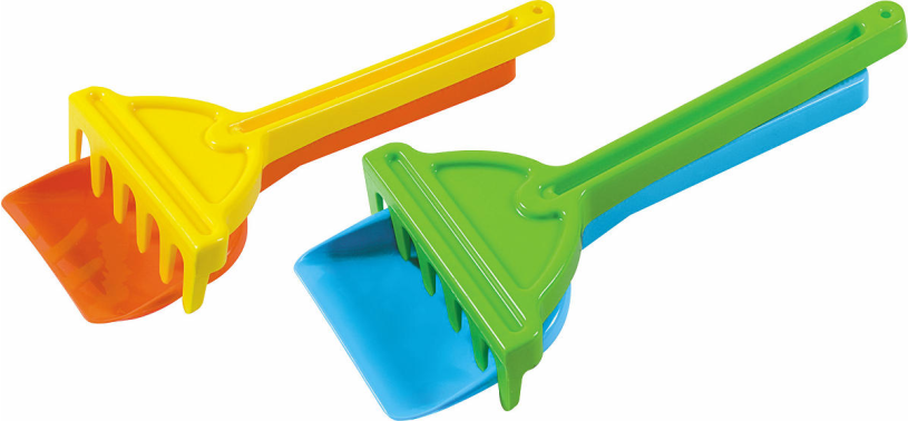Strandschepje met hark 26cm assorti