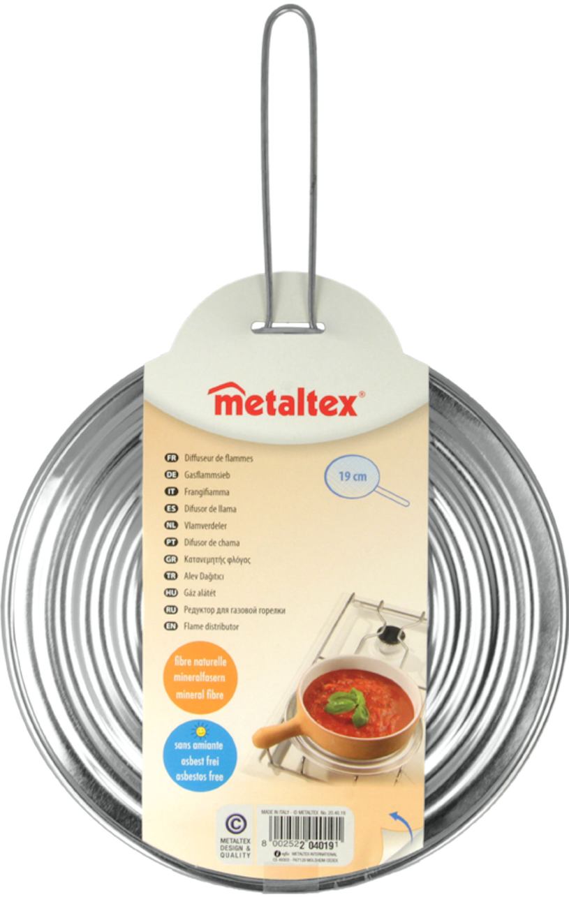 Metaltex vlamverdeler/sudderplaat 19cm met handvat