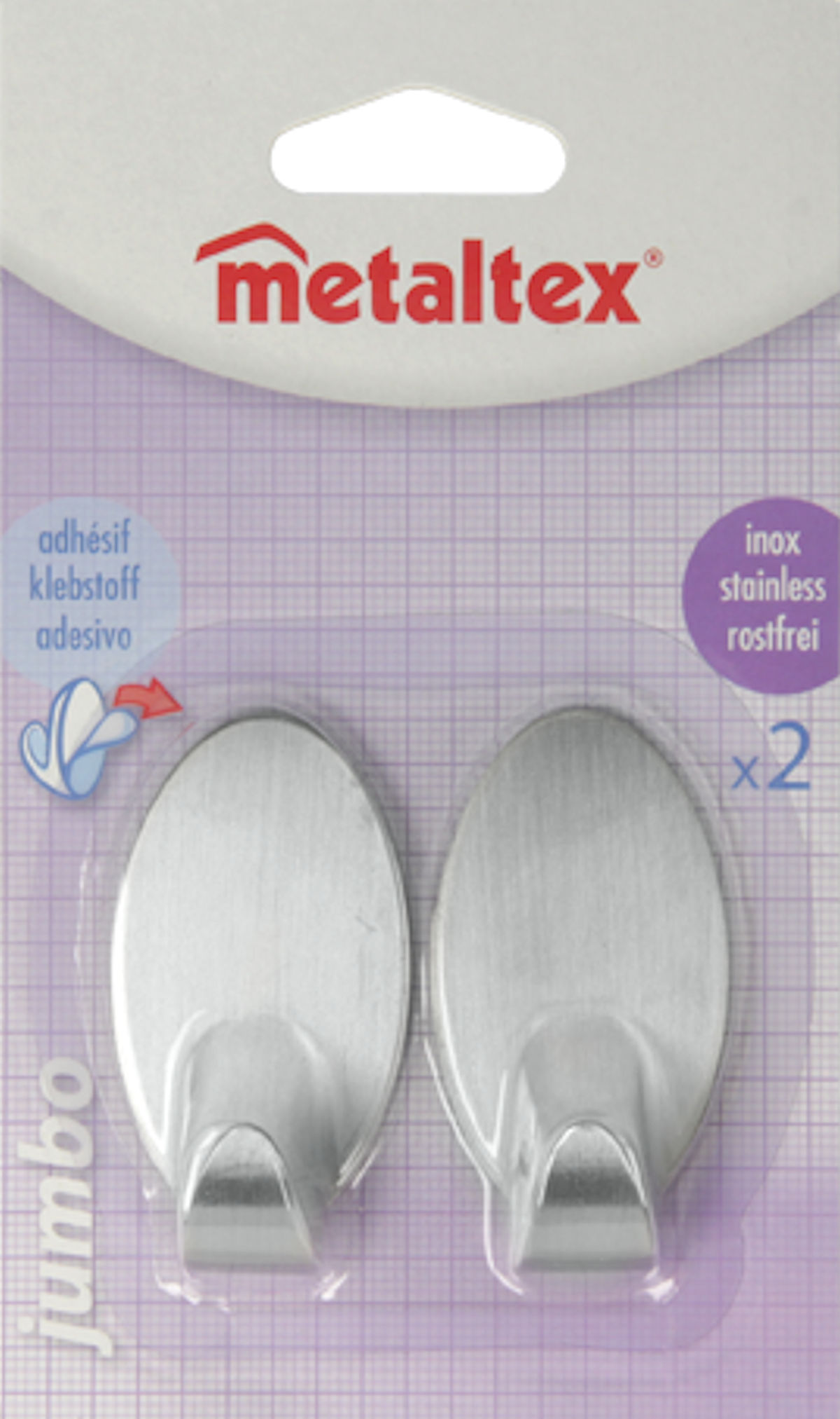 Metaltex plakhaak jumbo ovaal 2 stuks - chroom