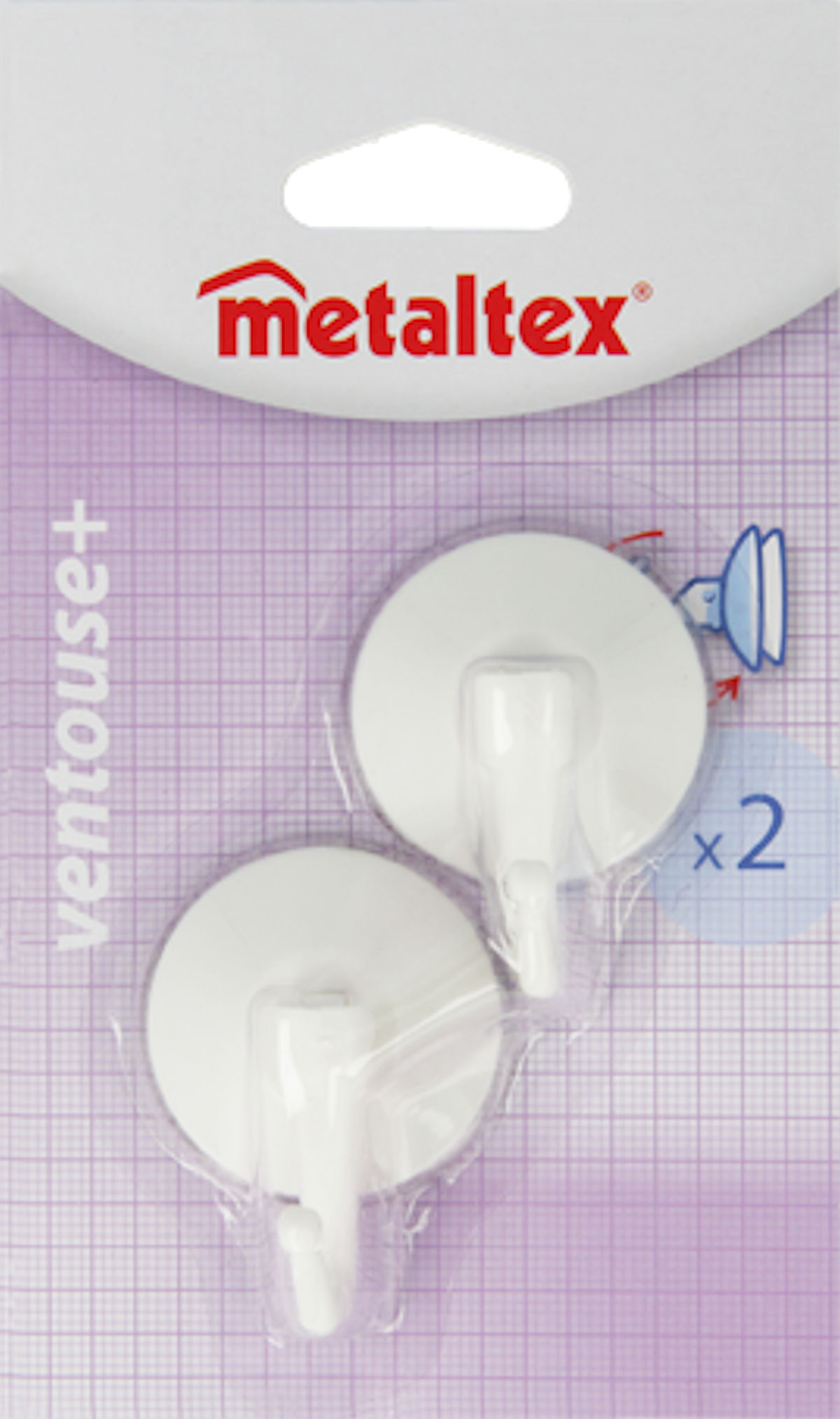 Metaltex zuighaak jumbo 2 stuks - wit
