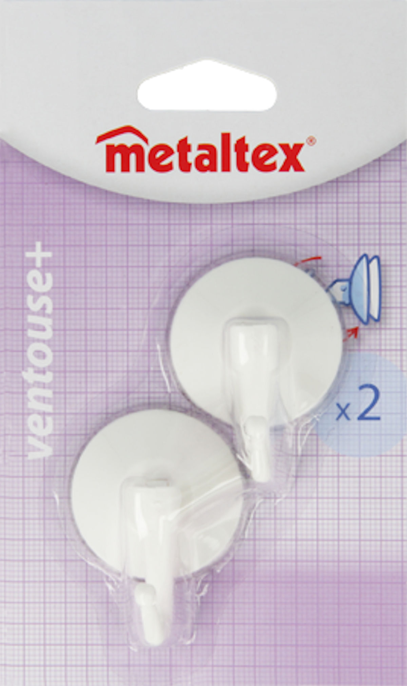 Metaltex zuighaak jumbo 2 stuks - wit