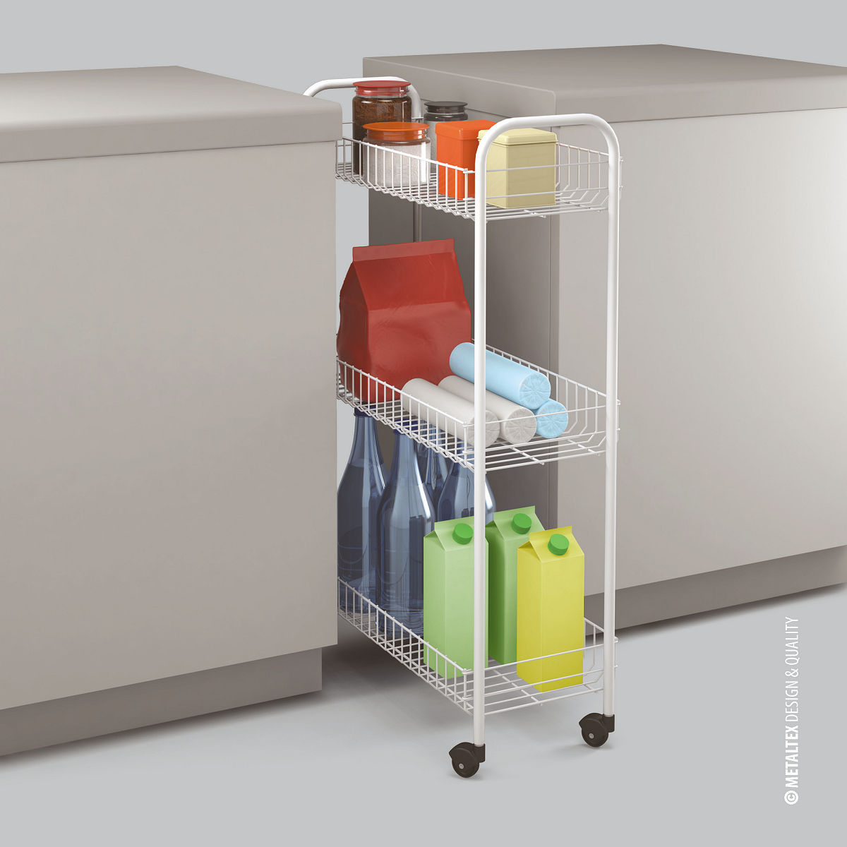 Metaltex Slim Rolwagen wit 3 etages 23x56x84cm