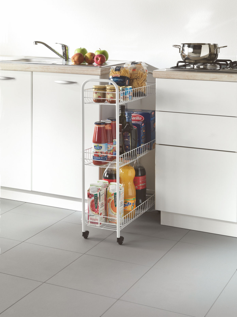 Metaltex Slim Rolwagen wit 3 etages 23x56x84cm