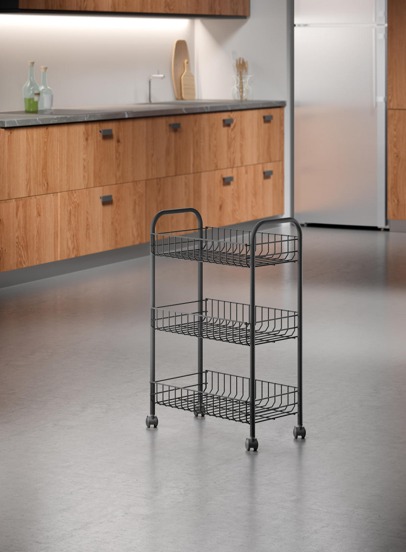 Metaltex keukentrolley - Lugano 63x41x23cm zwart