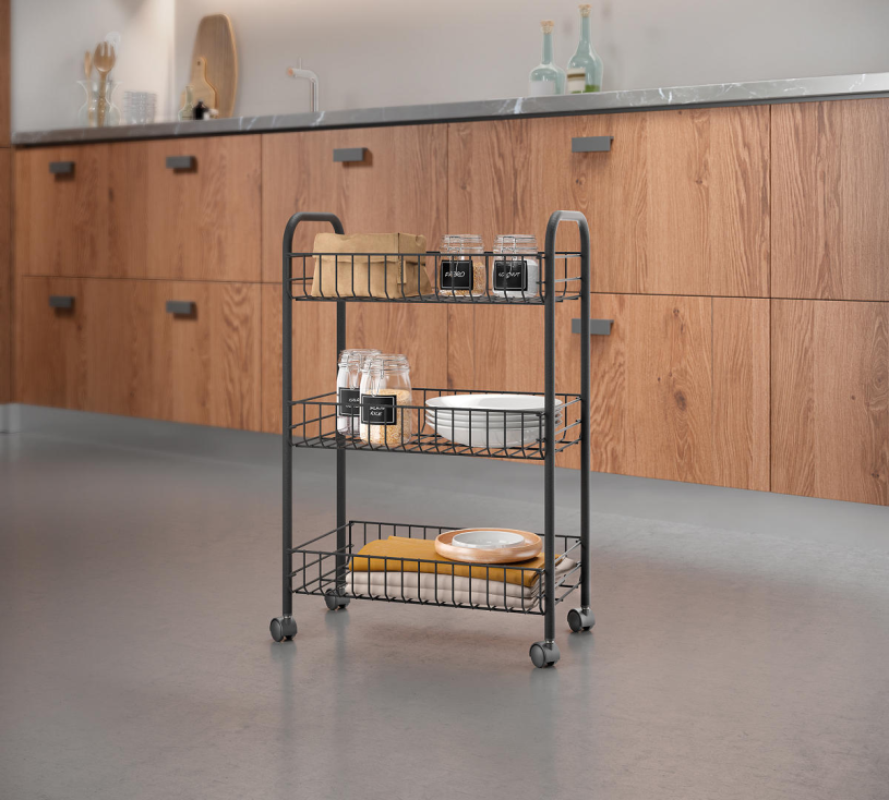 Metaltex keukentrolley - Lugano 63x41x23cm zwart