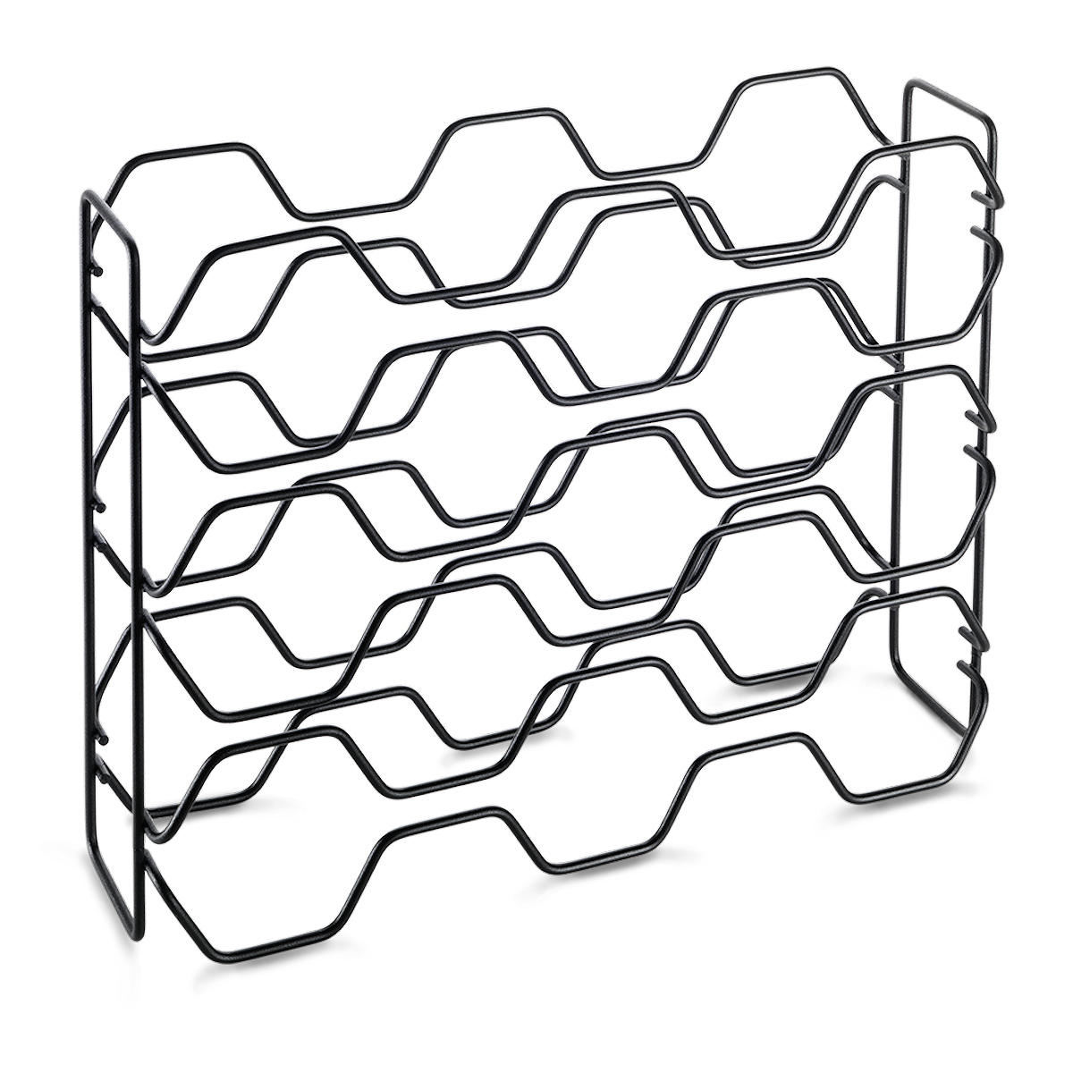 Metaltex wijnrek - Hexagon 15 flessen zwart