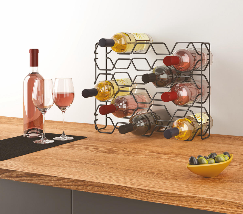 Metaltex wijnrek - Hexagon 15 flessen zwart