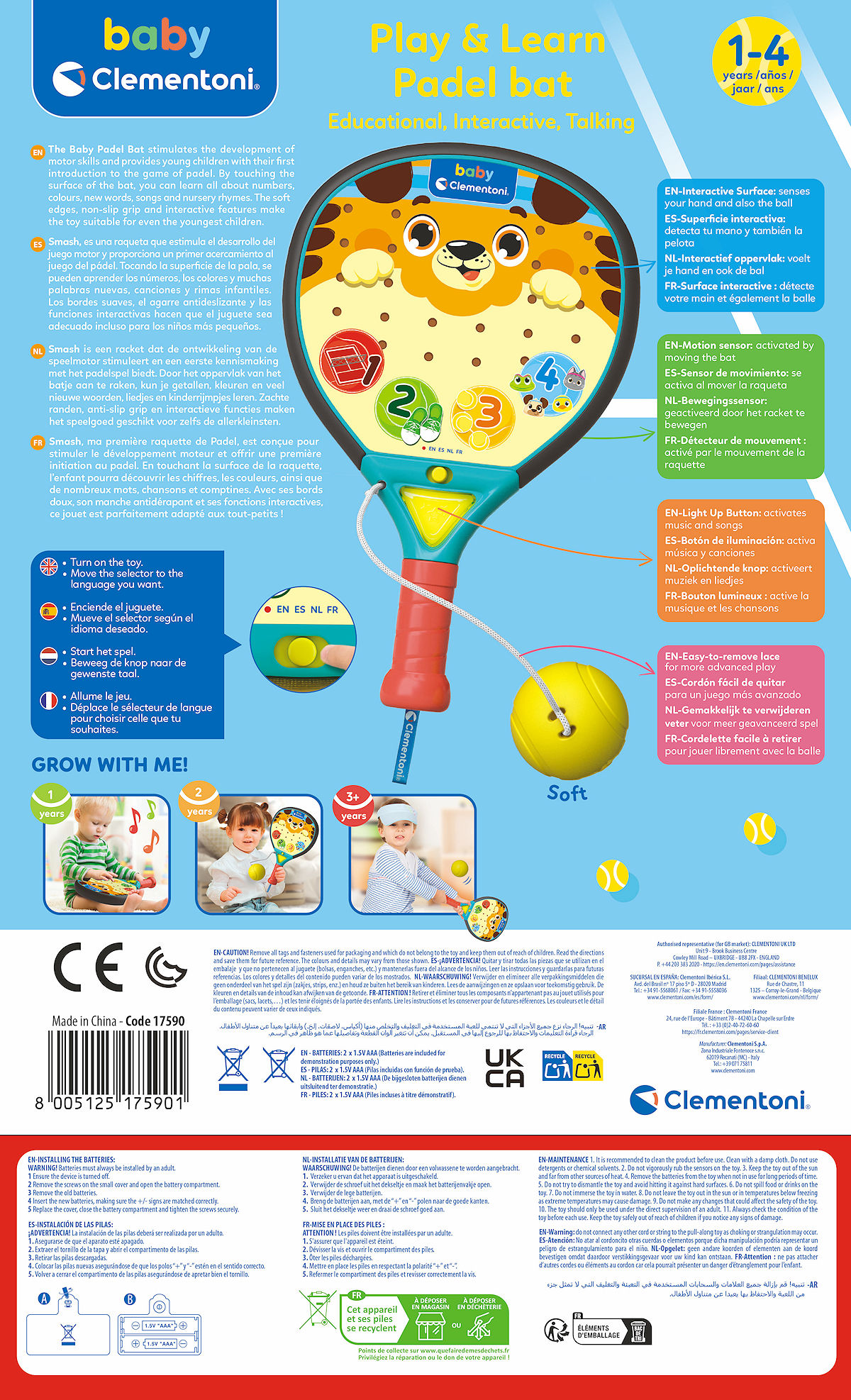 Clementoni Baby Speel & Leer Padel racket