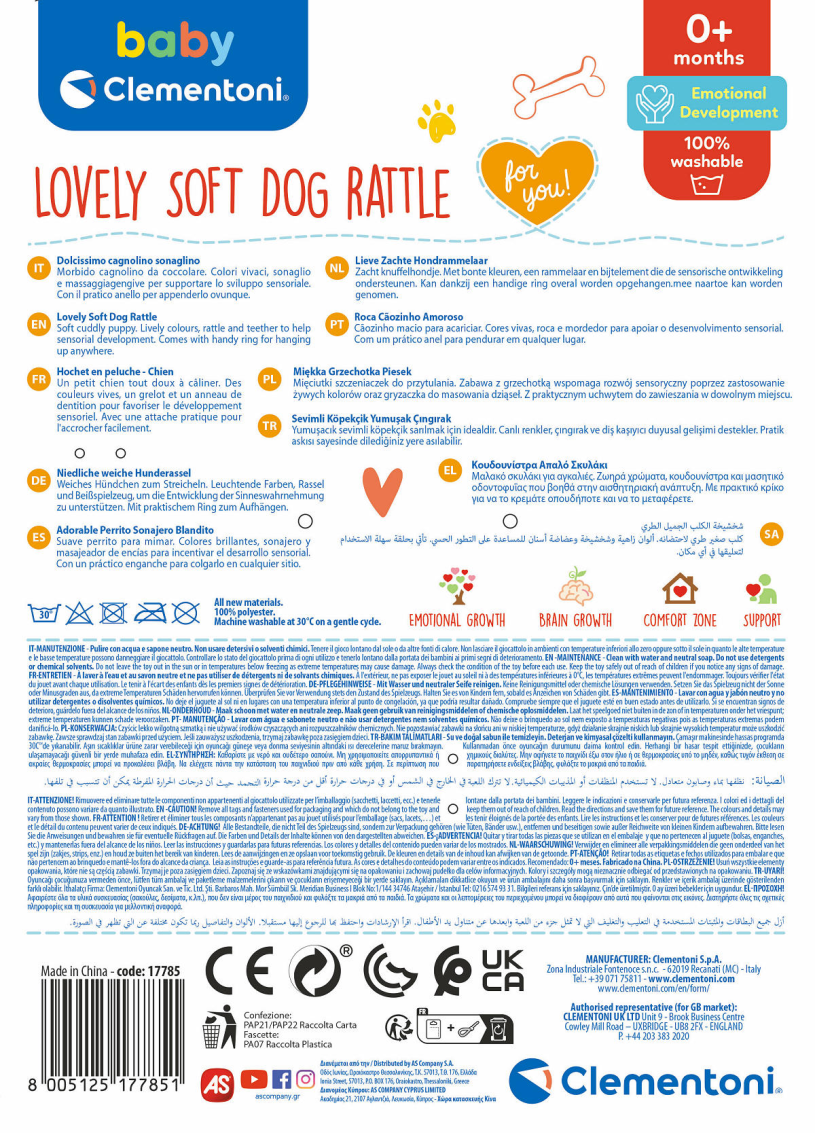 Clementoni Baby Pluche Rammelaar Hond