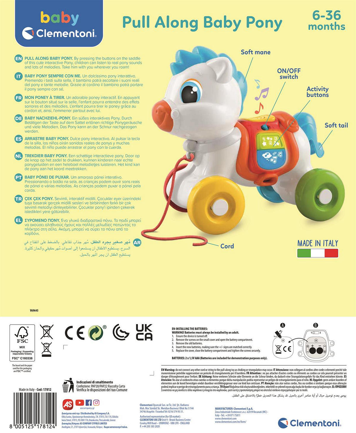 Clementoni Baby Interactieve Pony met trekkoord