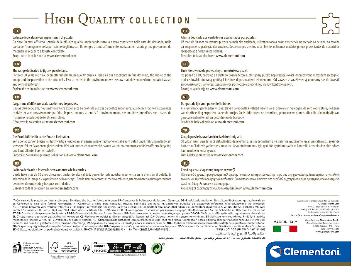 Clementoni Puzzel High Quality 1000 stukjes Streets of Paris
