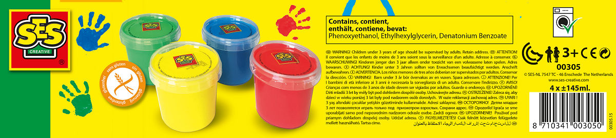 SES Vingerverf 4 kleuren x145ml