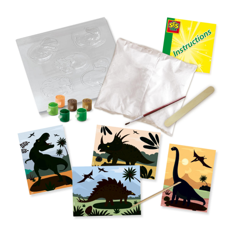 SES Dino's 2 in 1 - Gieten en schilderen en scratch