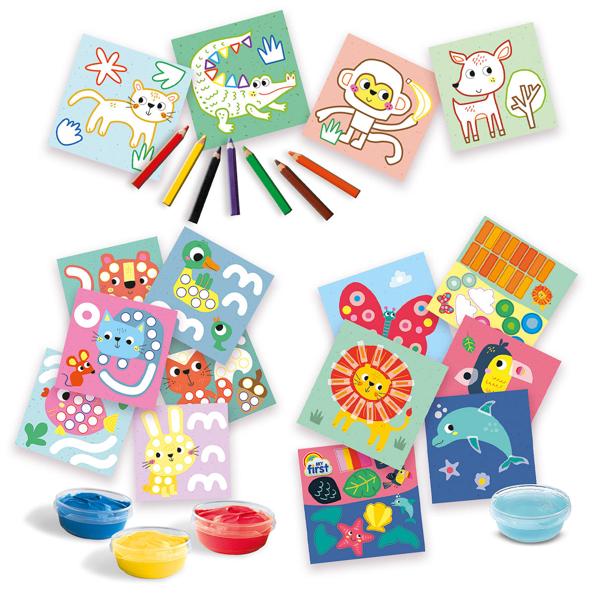 SES My first - 3 in 1 Vingerverven, kleuren en vormen plakke