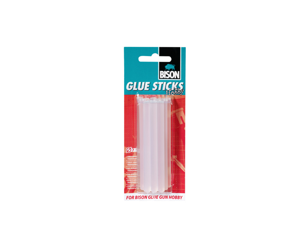Bison Glue Sticks Hobby 7mm transparant 12 stuks op kaart