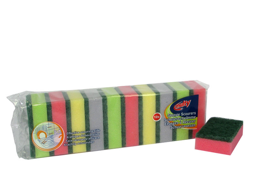 Multy schuursponsen 10 stuks gemengde kleuren