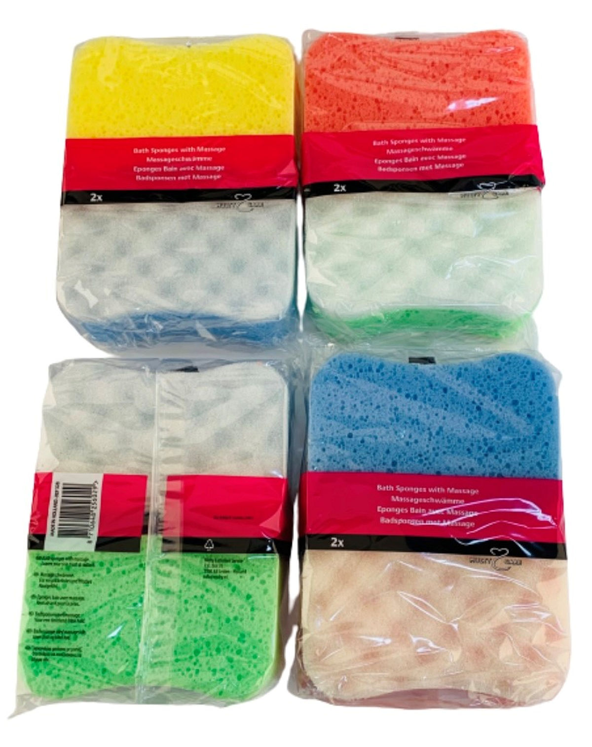 Multy badsponsen 2 stuks gemengede kleuren 4 Assorti