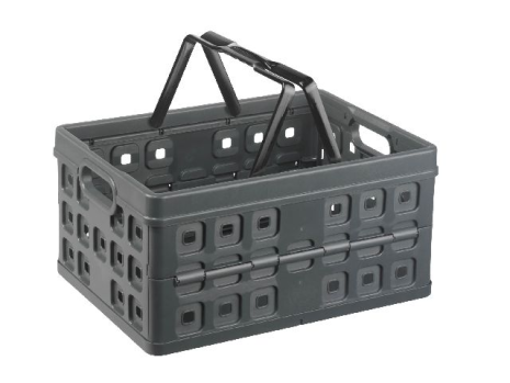 Sunware Square vouwkrat 32 liter met handgreep antraciet/zwa