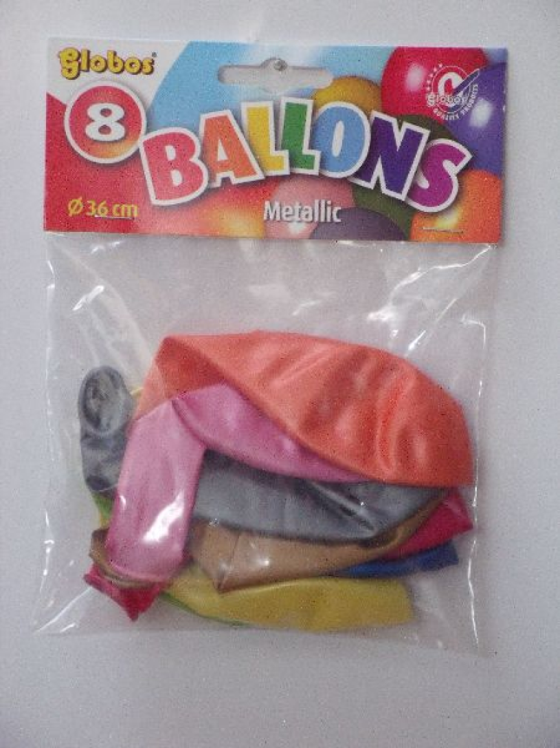 Doos 25 zakjes metallicballons assorti a 8 stuks