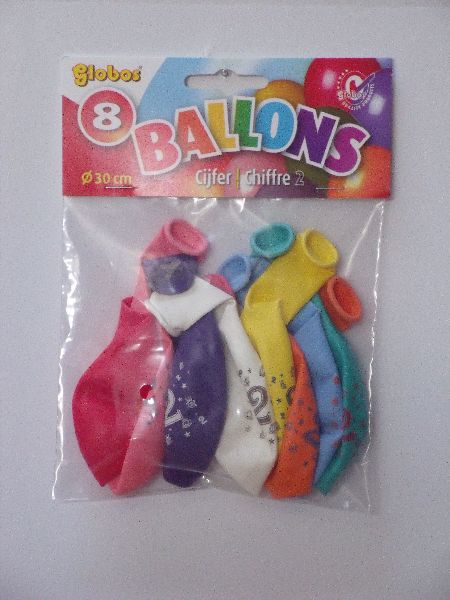 Ballonnen cijfer 2 no. 12 eenzijdig 8 stuks