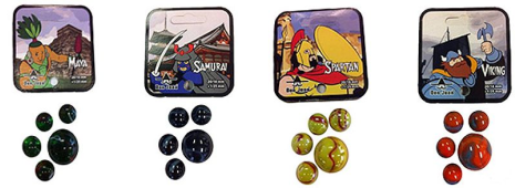 Knikkers 20/16mm + 1/25mm Mayan,Samurai,Spartan en Viking