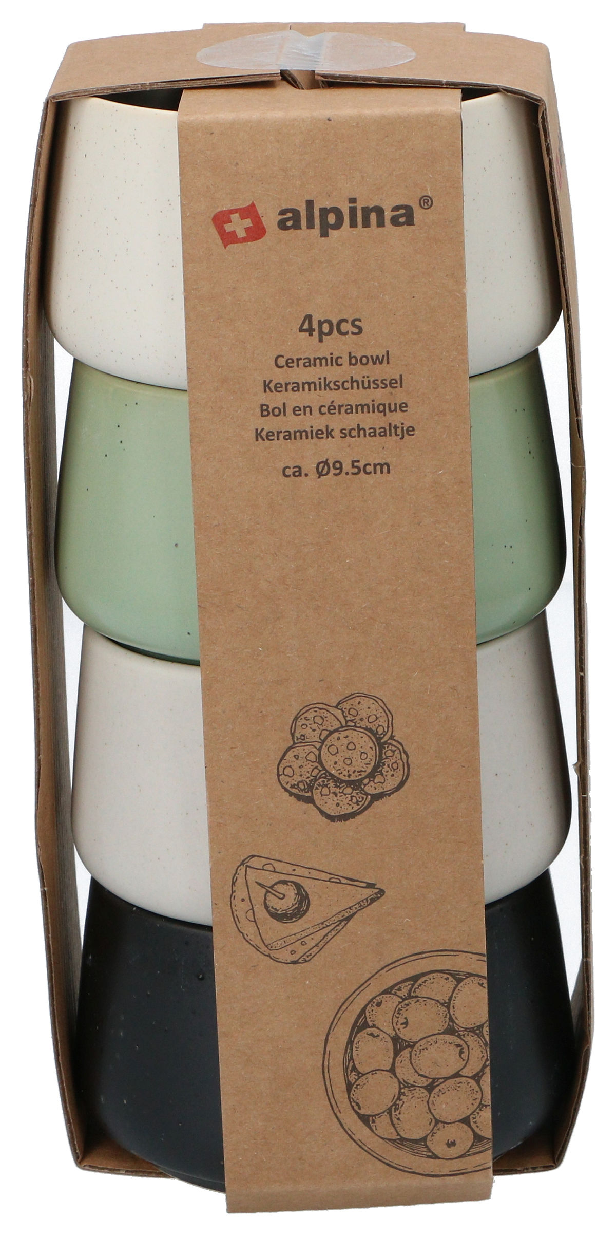 Alpina Keramiek schaaltje 95x50mm set 4 stuks