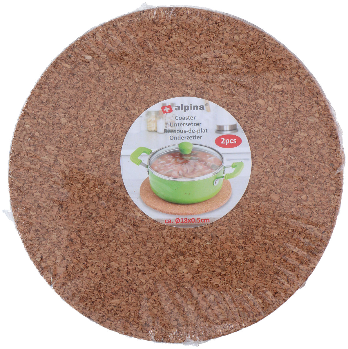 Alpina Pannenonderzetters kurk set van 2 stuks 18cm