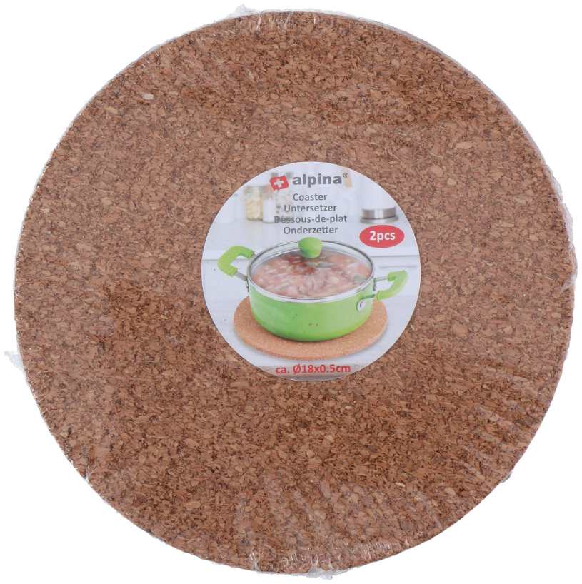 Alpina Pannenonderzetters kurk set van 2 stuks 18cm