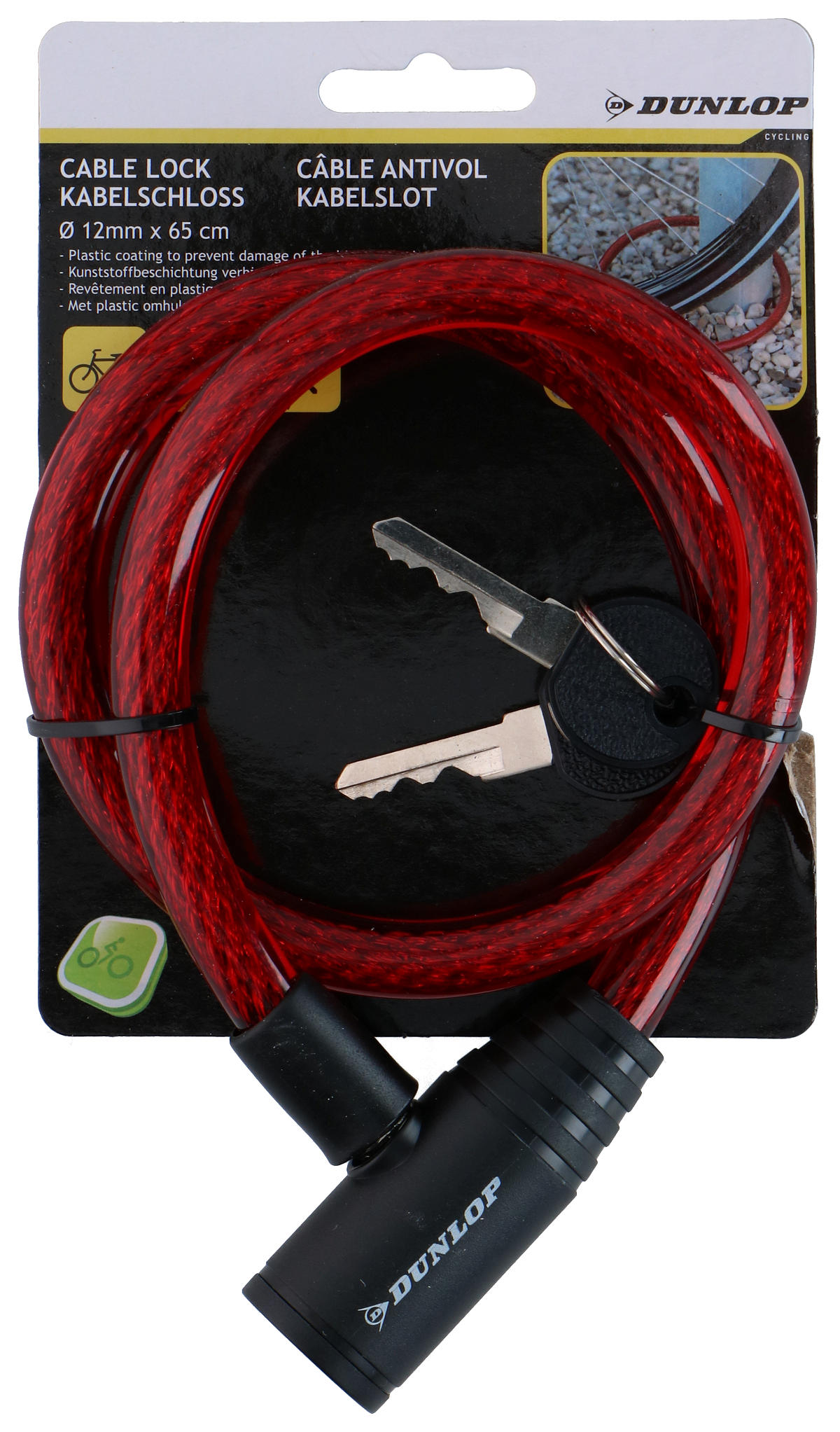 Dunlop fietsslot kabel 6 kleuren