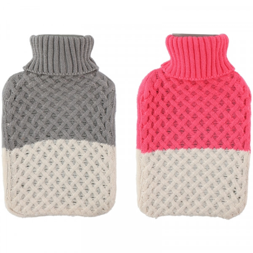 Warmwater kruik met hoes 2L 2 assorti