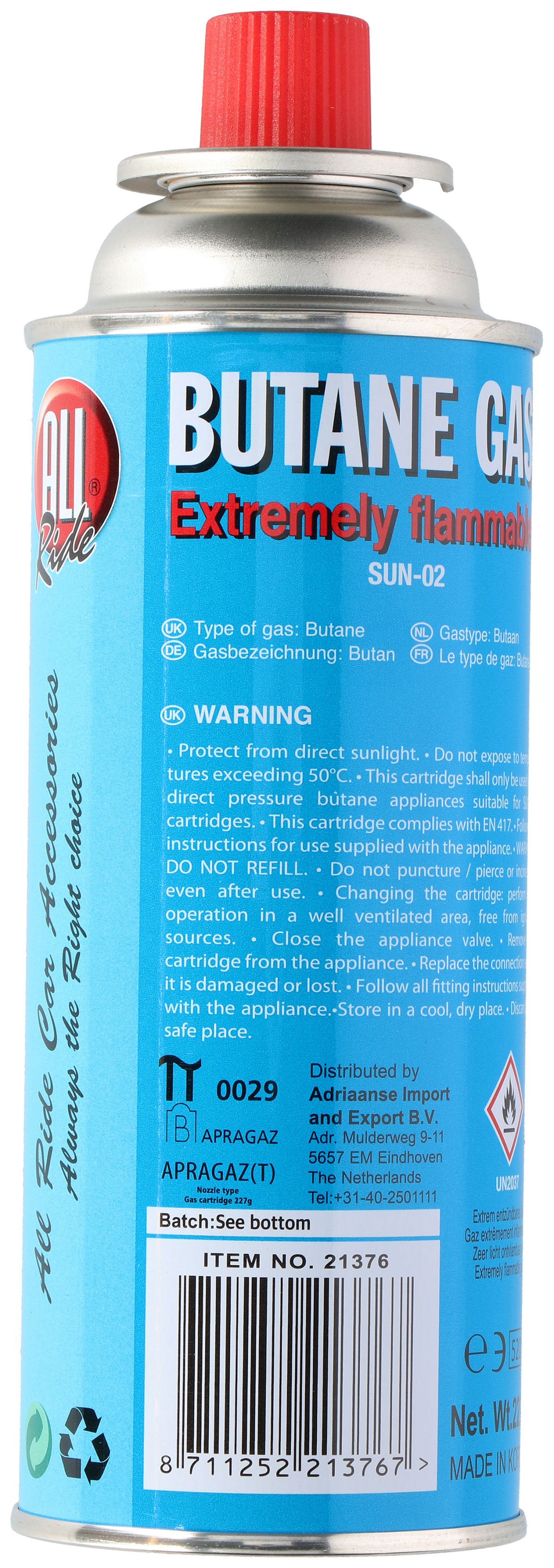 Gas navulling butaan cartridge