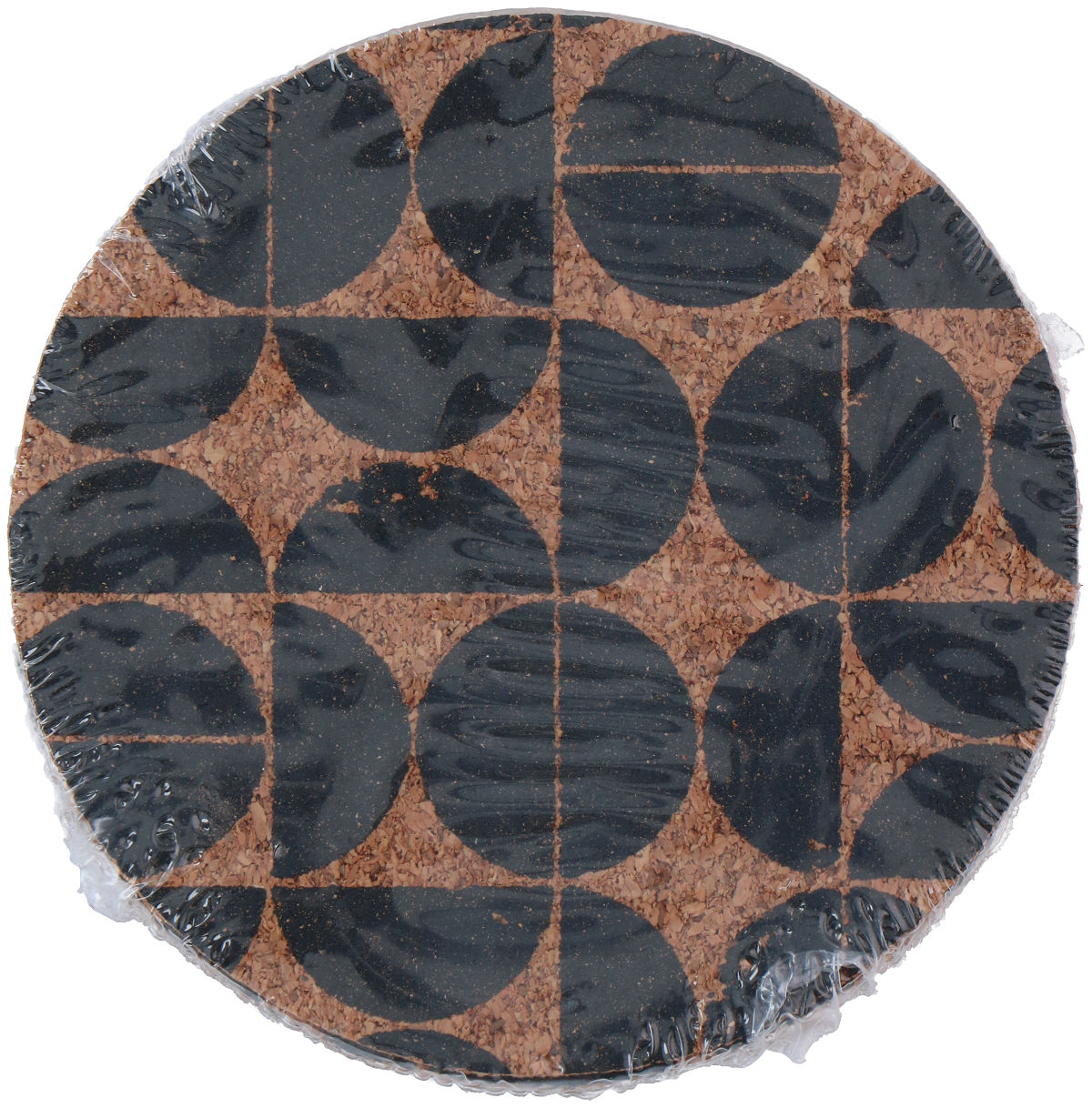 Onderzetter kurk met print 10x10cm 4 stuks assorti