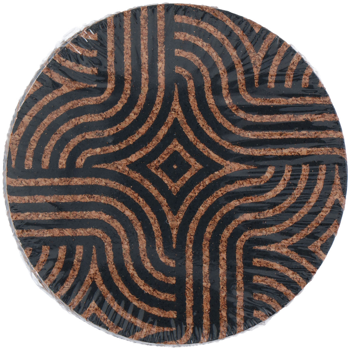 Onderzetter kurk met print 10x10cm 4 stuks assorti