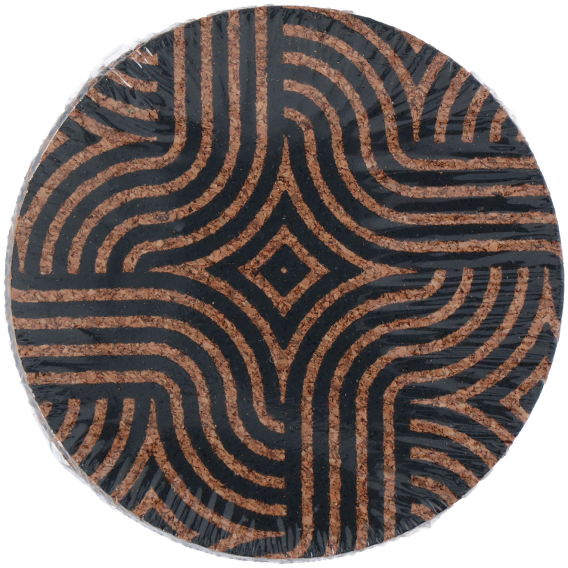 Onderzetter kurk met print 10x10cm 4 stuks assorti