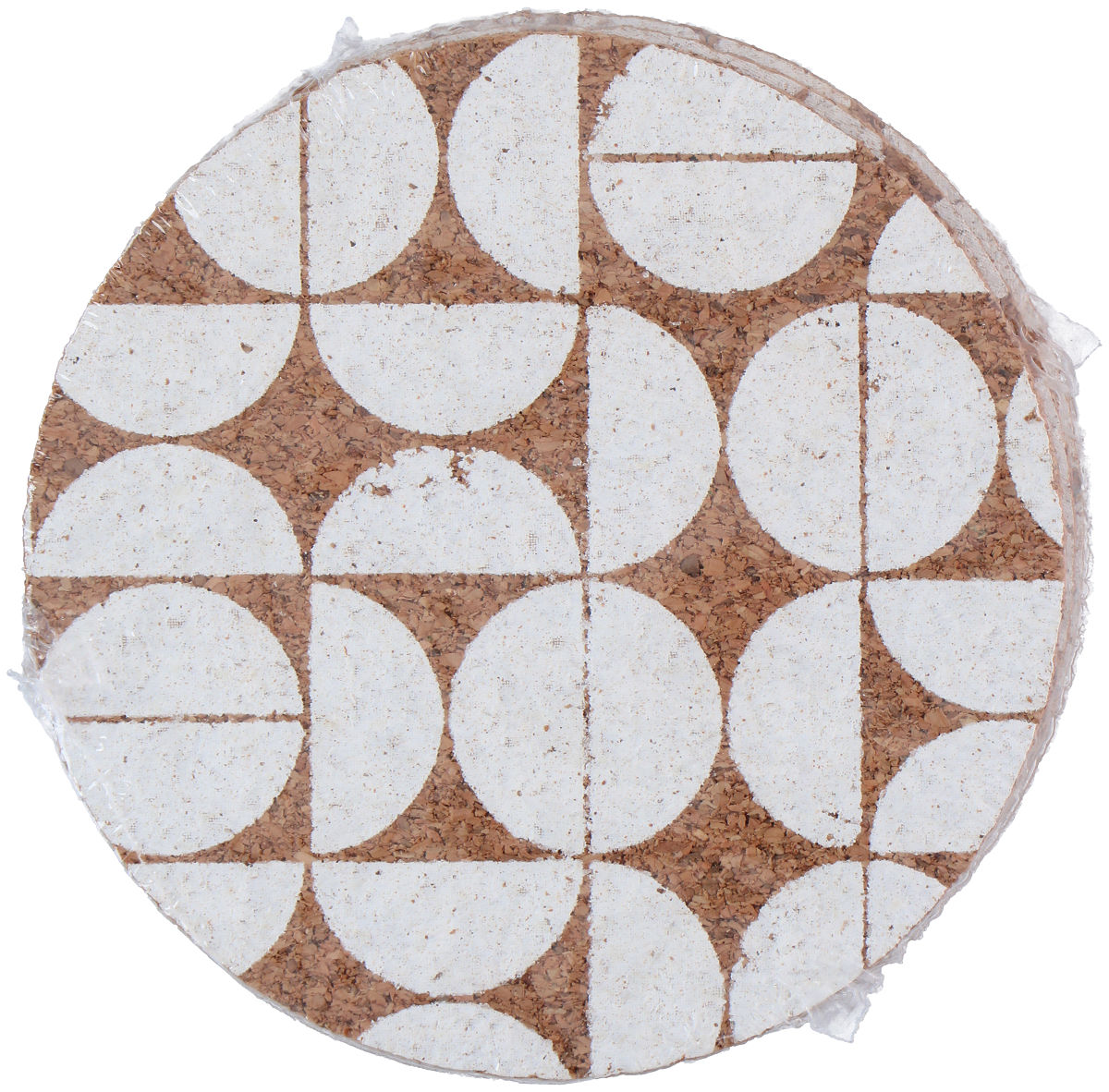 Onderzetter kurk met print 10x10cm 4 stuks assorti