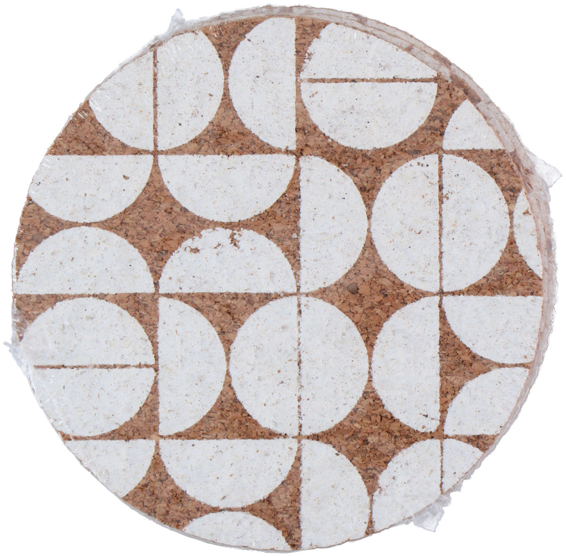 Onderzetter kurk met print 10x10cm 4 stuks assorti