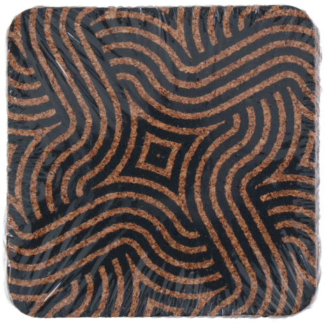Onderzetter kurk met print 10x10cm 4 stuks assorti