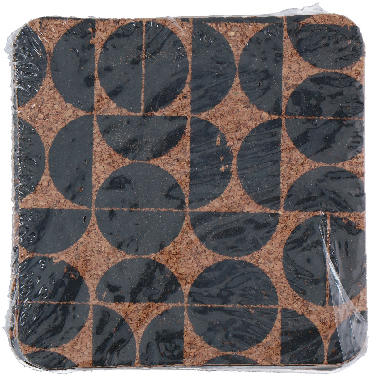 Onderzetter kurk met print 10x10cm 4 stuks assorti