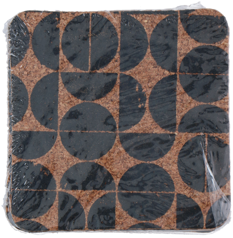 Onderzetter kurk met print 10x10cm 4 stuks assorti