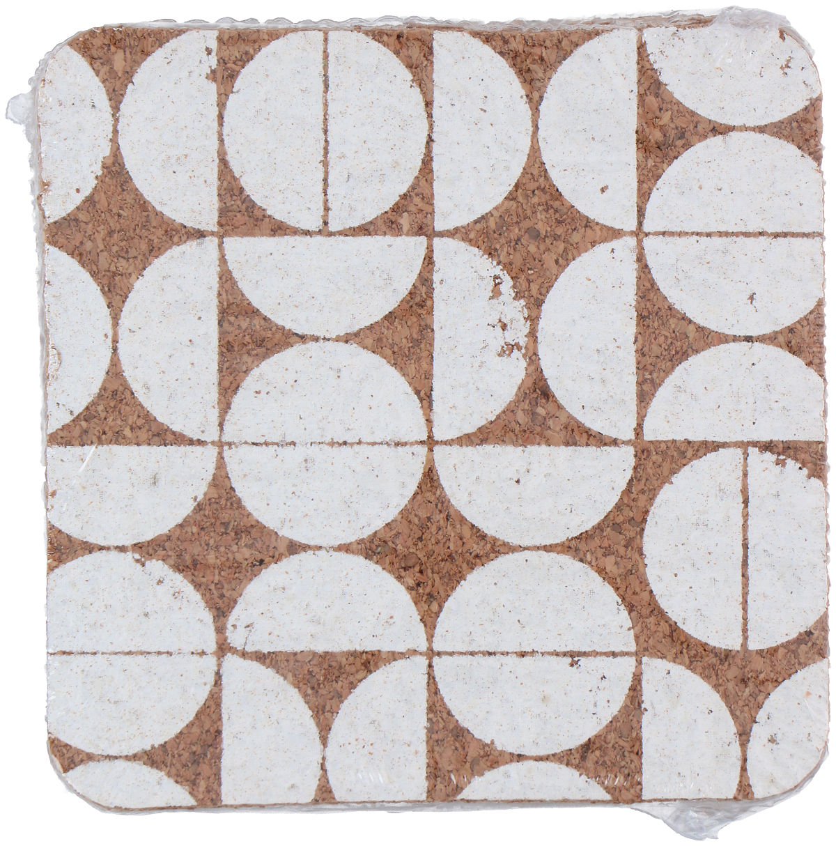 Onderzetter kurk met print 10x10cm 4 stuks assorti