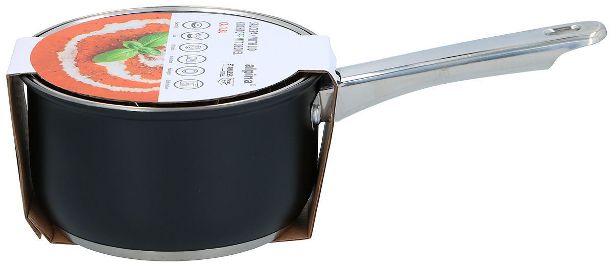 Alpina Steelpan met deksel 1,2L 16cm - inductie