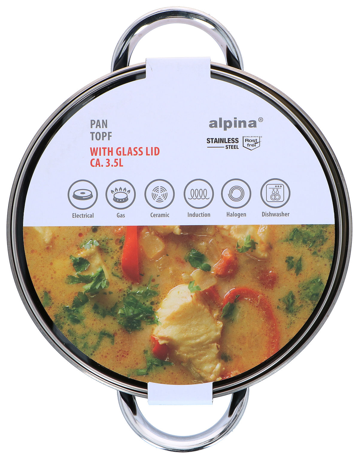 Alpina Kookpan met deksel 21cm 3.6L - inductie