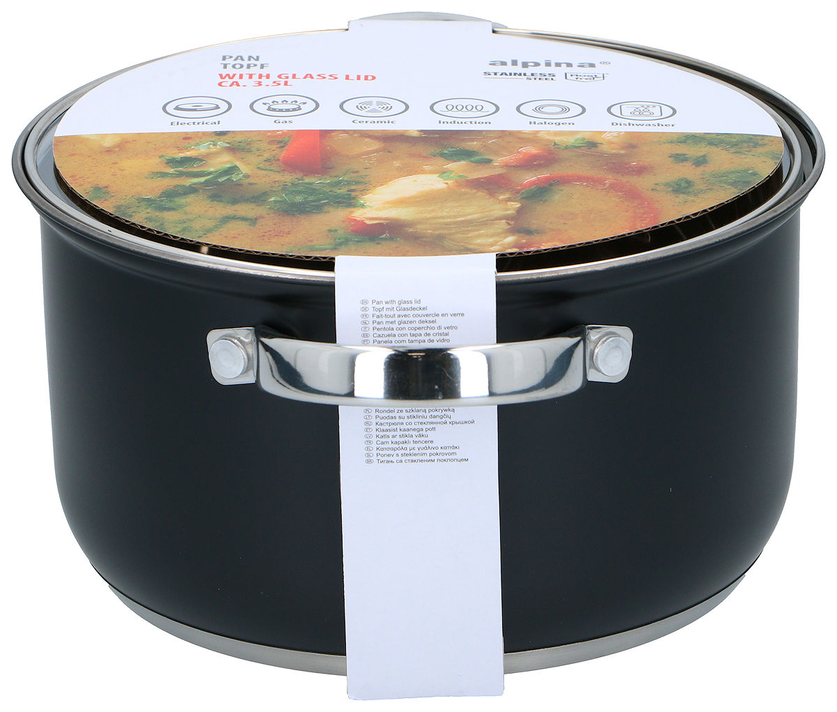 Alpina Kookpan met deksel 21cm 3.6L - inductie