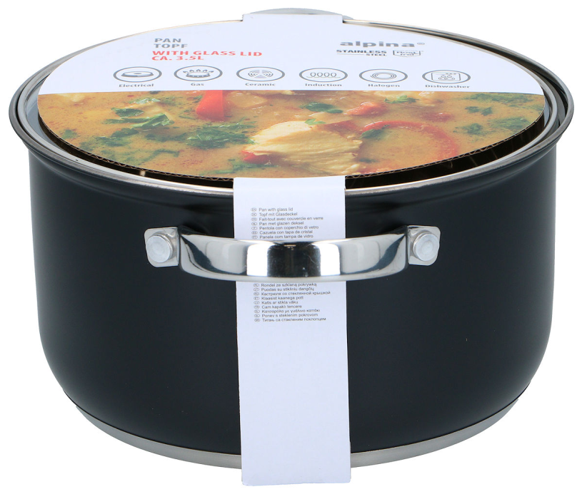 Alpina Kookpan met deksel 21cm 3.6L - inductie