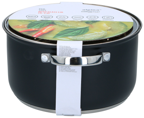 Alpina Kookpan met deksel 22cm 4.7L - inductie