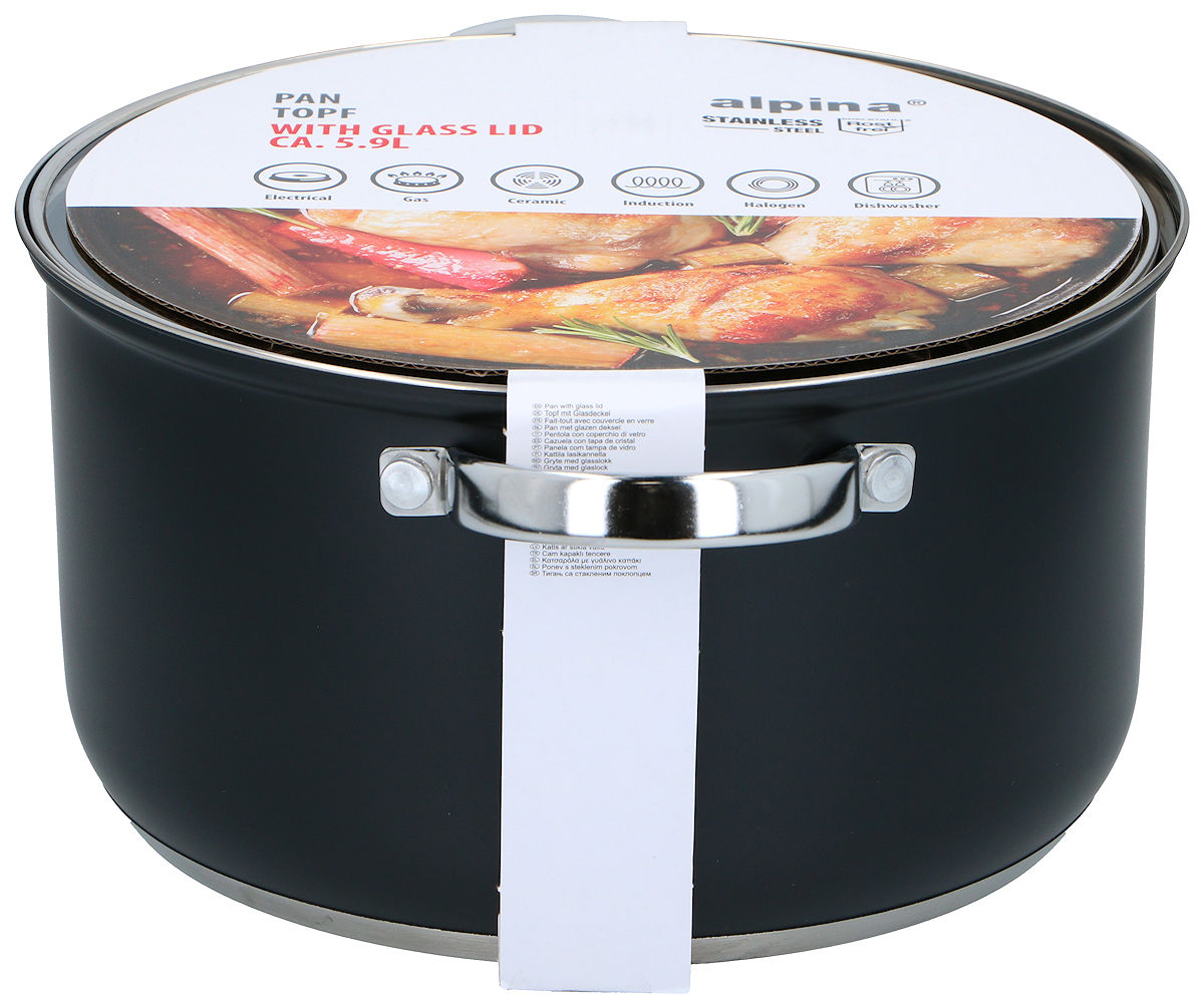 Alpina Kookpan met deksel 24cm 6.1L - inductie